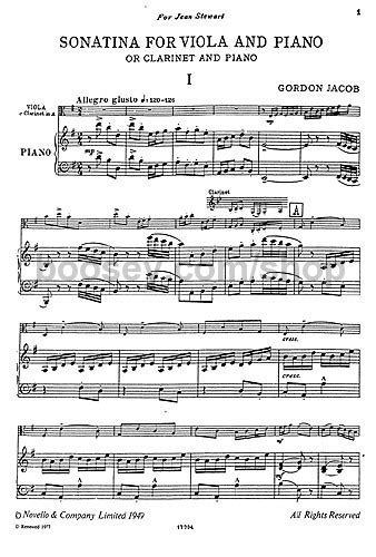 Jacob: Sonatina For Viola And Piano